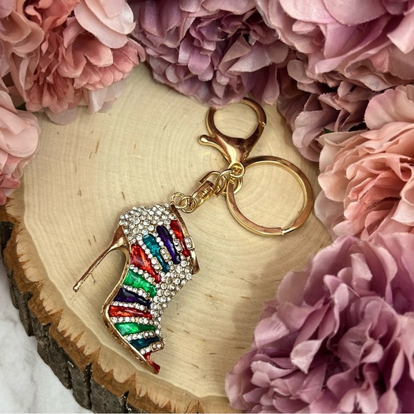 Multicolor 3D High Heel Crystal Shoe Keychain Charm - Picture 10 of 16